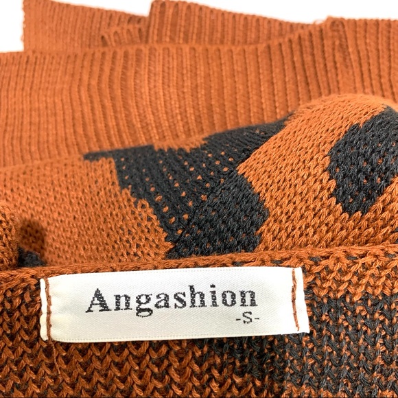 NWOT Brown Black Print Knit Open Front Oversized Cardigan Size small - Picture 5 of 9